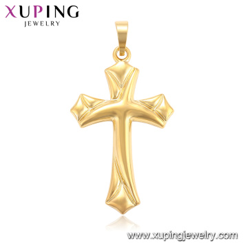 33735 xuping joyería 24k chapado en oro diseño simple cruz colgante religioso
